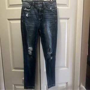 Buckle black distressed ankle skinny jeans